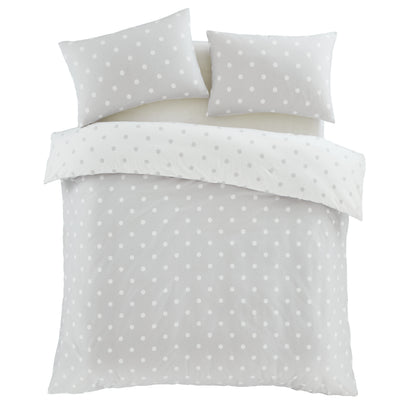 Polka Dot Grey Duvet Set Brushed Cotton
