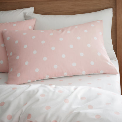 Polka Dot Pink Duvet Set Brushed Cotton