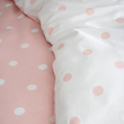 Polka Dot Pink Duvet Set Brushed Cotton