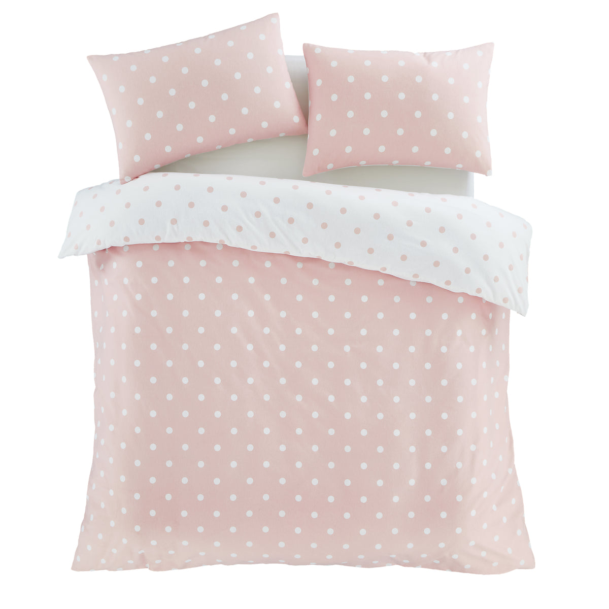 Polka Dot Pink Duvet Set Brushed Cotton