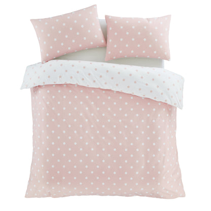 Polka Dot Pink Duvet Set Brushed Cotton
