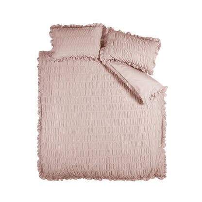 Seersucker Frill Pink Duvet Set