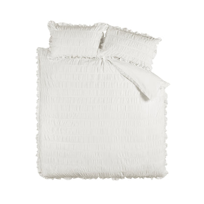 Seersucker Frill White Duvet Set