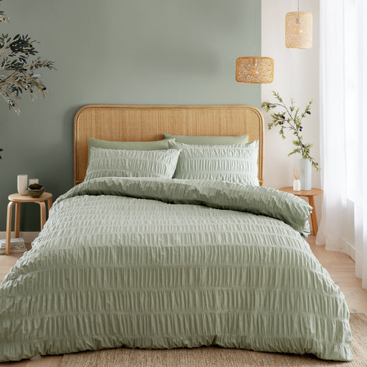 Seersucker Sage Green Duvet Set