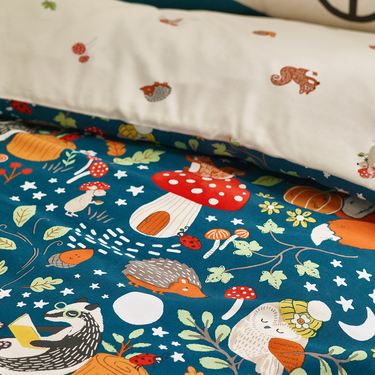 Fox and Woodland Friends Green Duvet Set