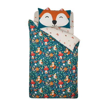 Fox and Woodland Friends Green Duvet Set
