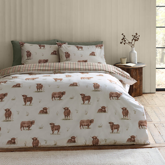 Angus Highland Cow Natural Duvet Set