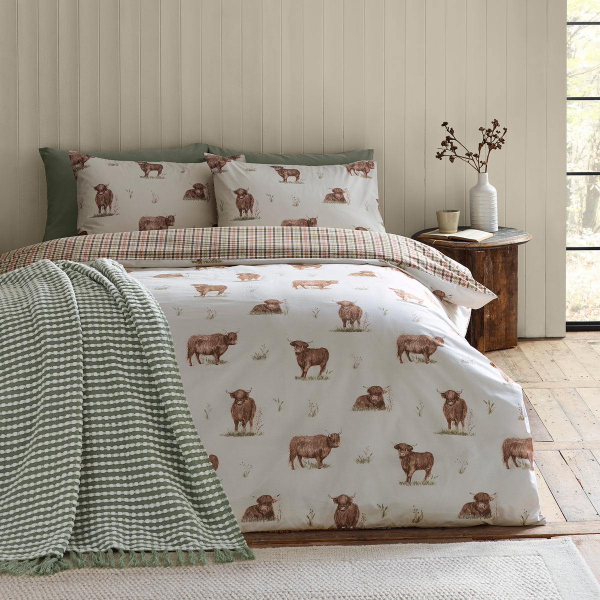 Angus Highland Cow Natural Duvet Set