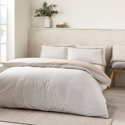 Oxford Pinstripe Natural Duvet Set