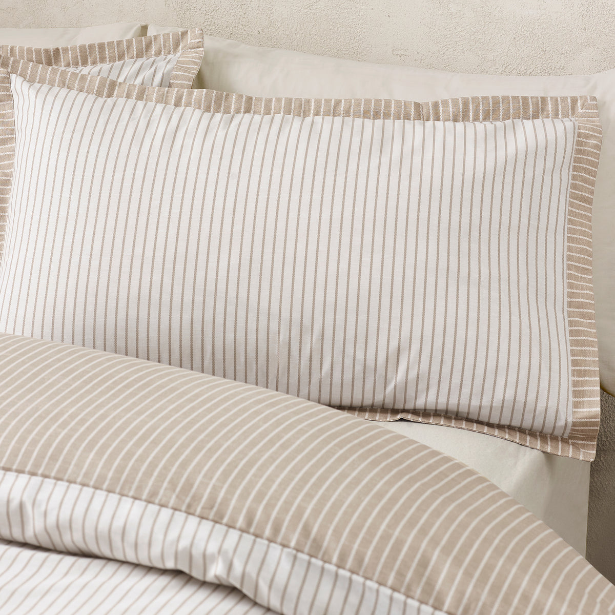 Oxford Pinstripe Natural Duvet Set