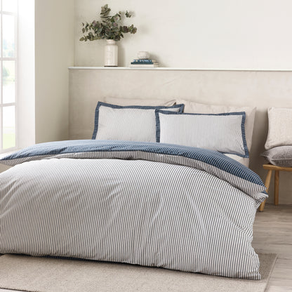 Oxford Pinstripe Navy Blue Duvet Set