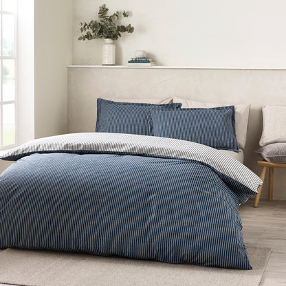 Oxford Pinstripe Navy Blue Duvet Set