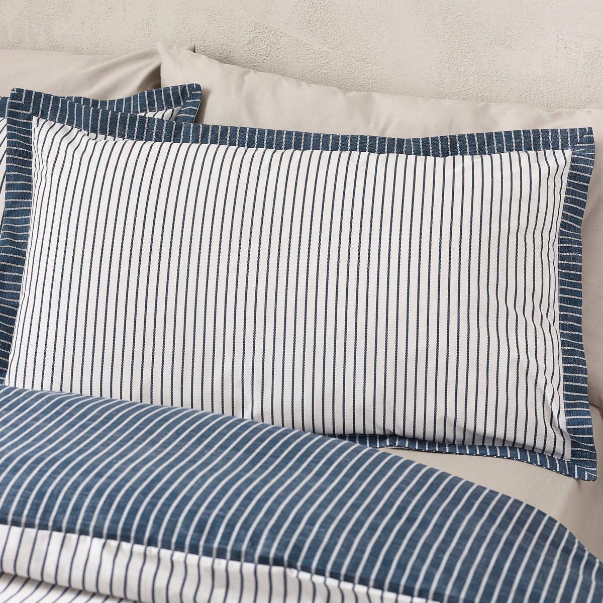 Oxford Pinstripe Navy Blue Duvet Set