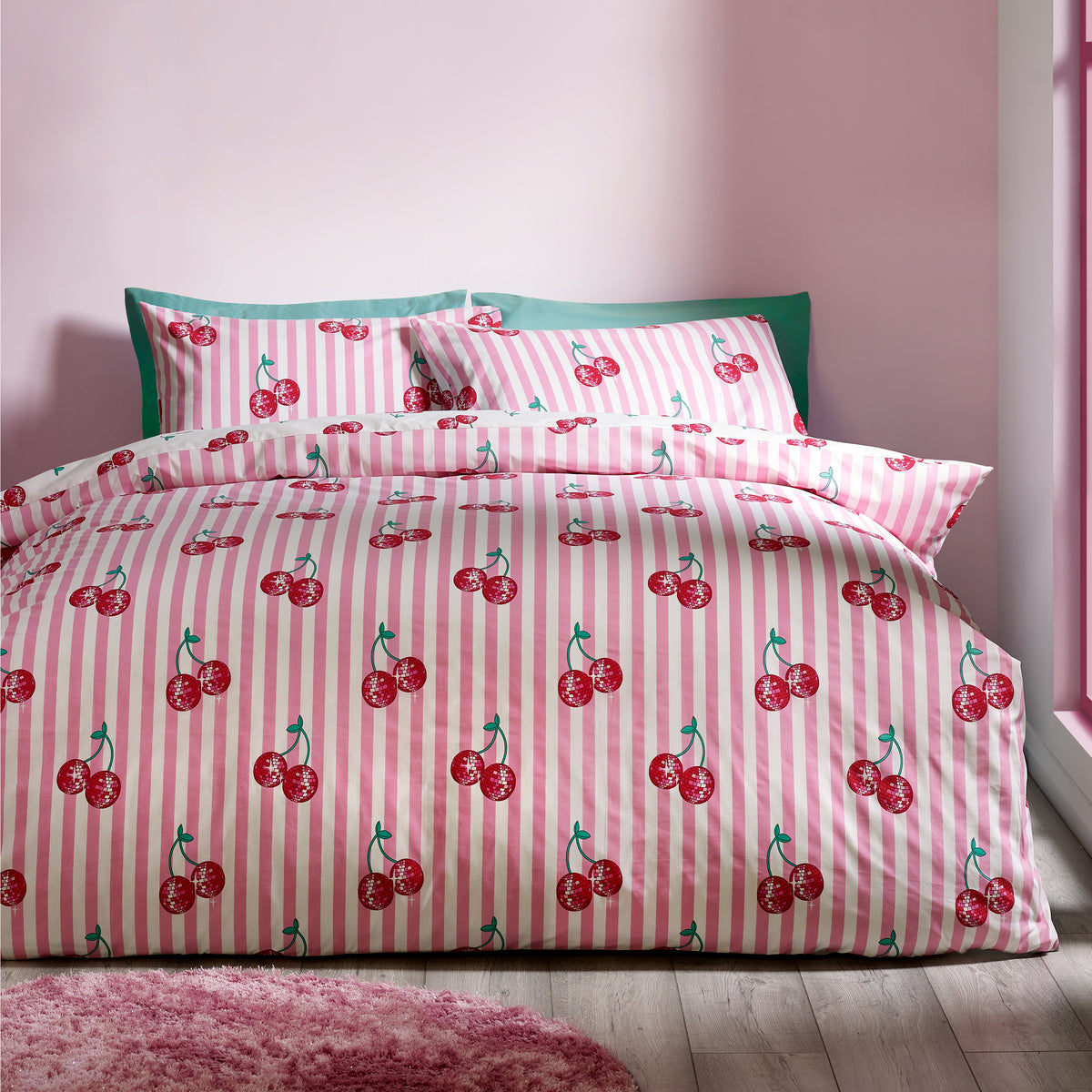 Disco Cherries Pink Duvet Set
