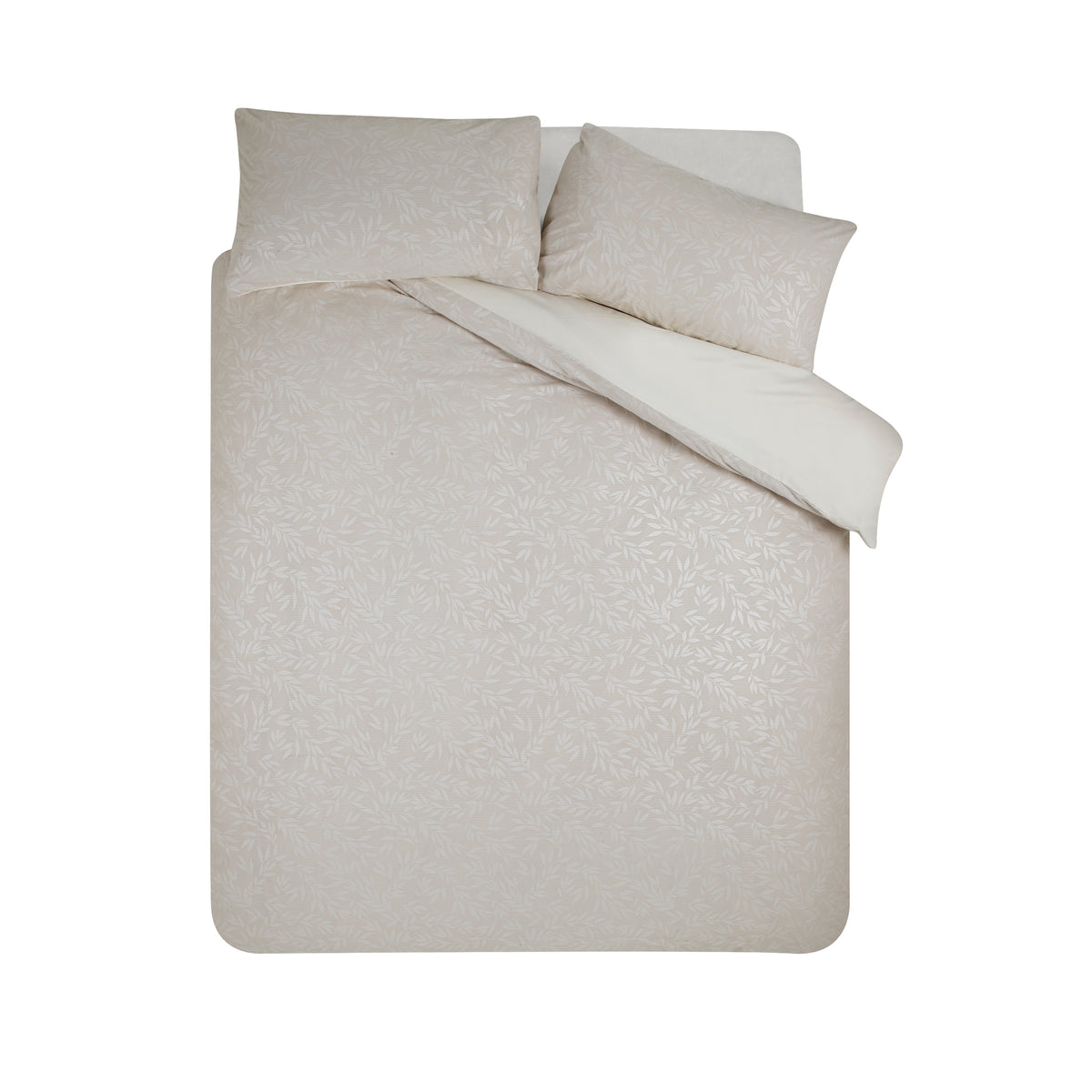 Corded Leaves Natural Duvet Set