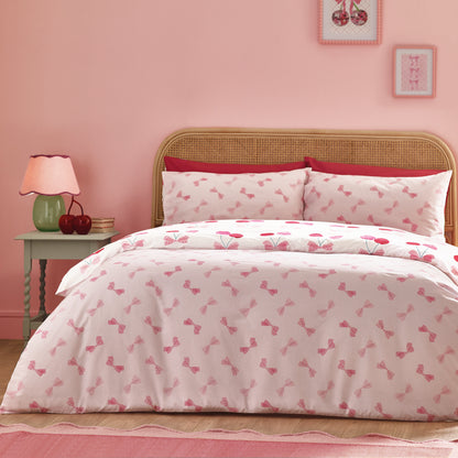 Cherries and Bows Pink Duvet Set