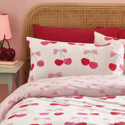 Cherries and Bows Pink Duvet Set