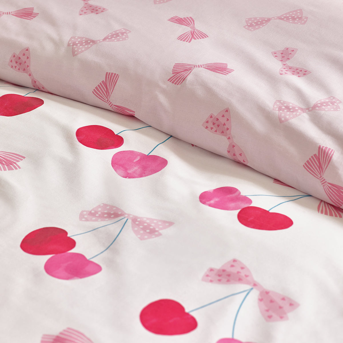 Cherries and Bows Pink Duvet Set