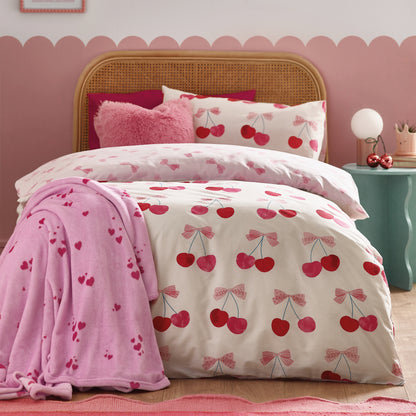 Cherries and Bows Pink Duvet Set