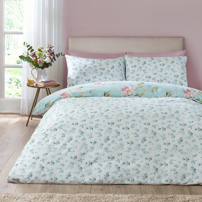 Avebury Floral Duck Egg Blue Duvet Set