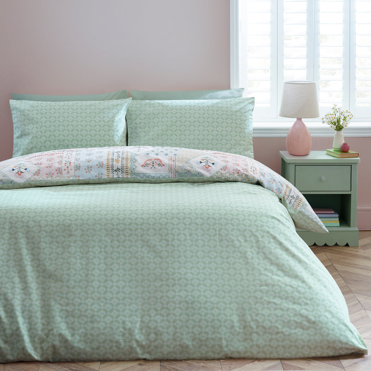 Folk Patchwork Green Duvet Set