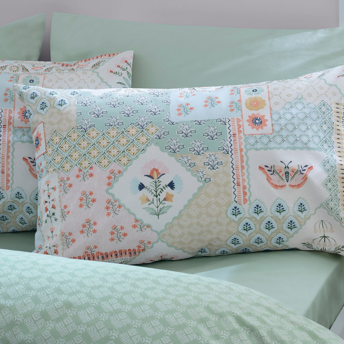 Folk Patchwork Green Duvet Set