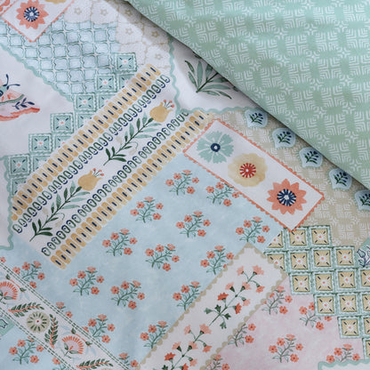 Folk Patchwork Green Duvet Set