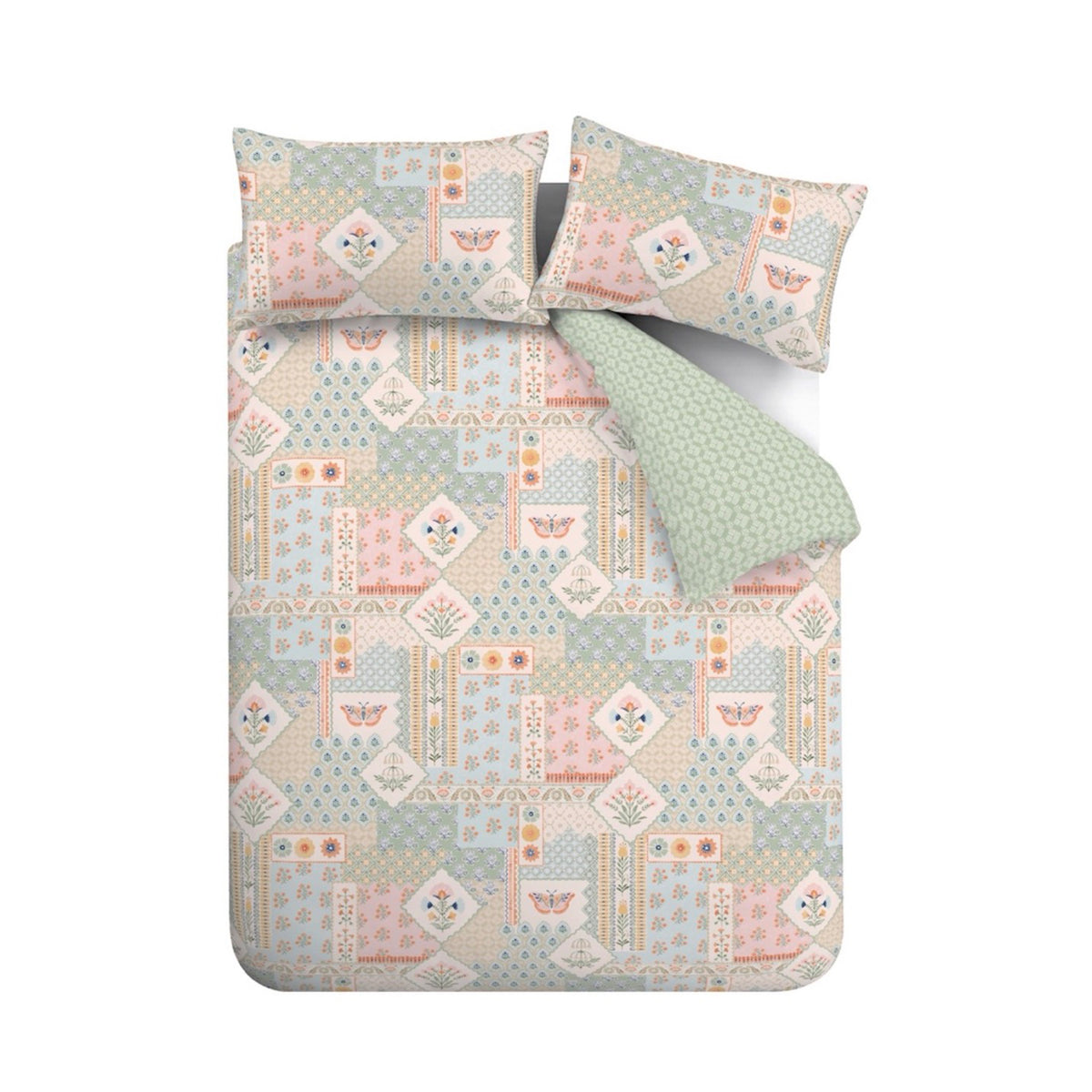Folk Patchwork Green Duvet Set