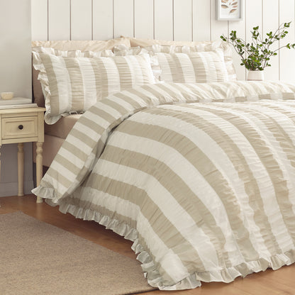 Seersucker Frill Stripe Natural Duvet Set