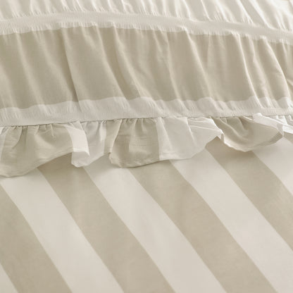 Seersucker Frill Stripe Natural Duvet Set
