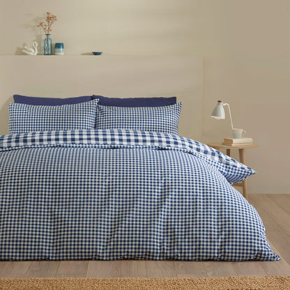 Bamford Gingham Check Navy Blue Duvet Set