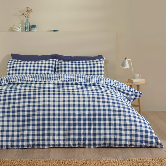 Bamford Gingham Check Navy Blue Duvet Set