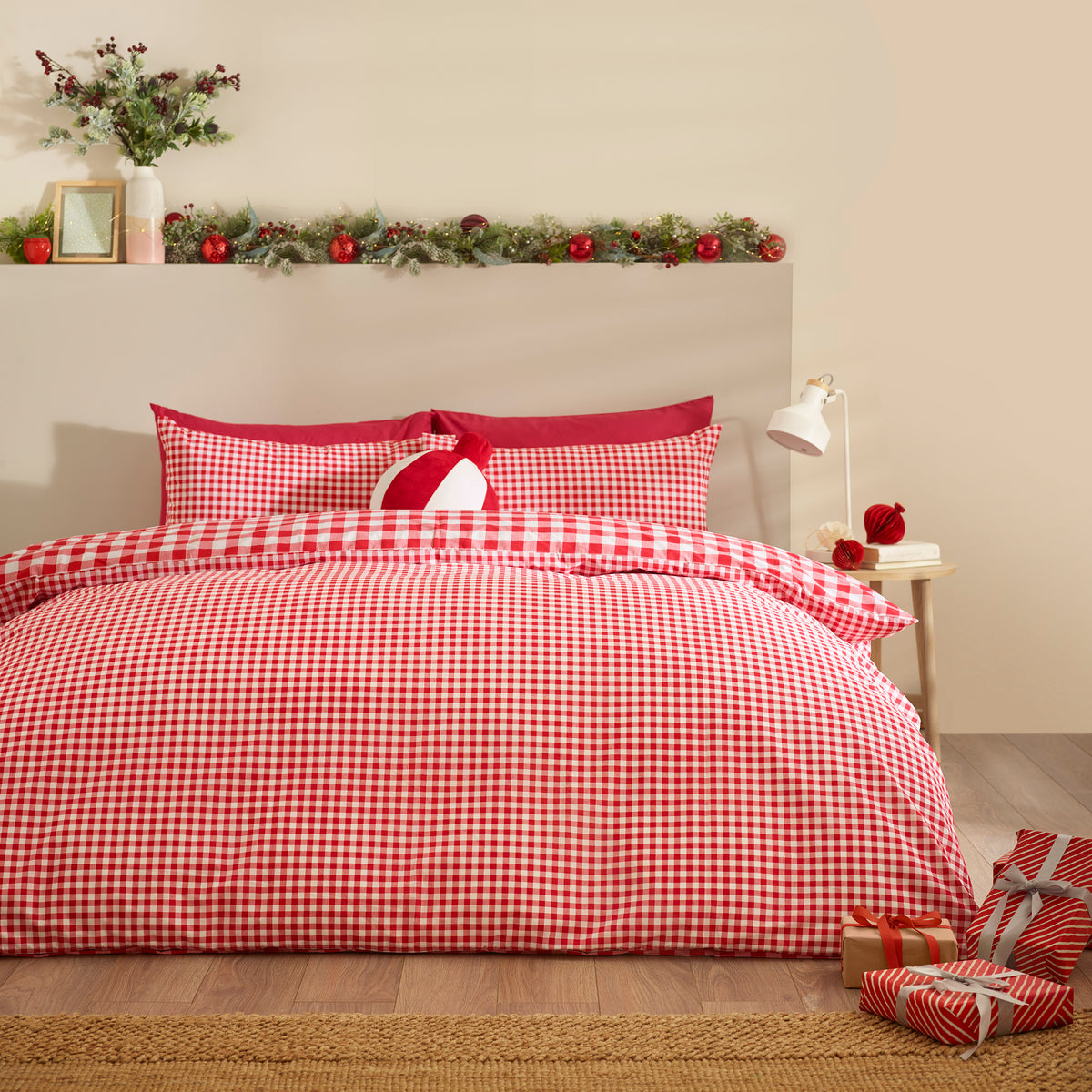Bamford Gingham Check Red Duvet Set