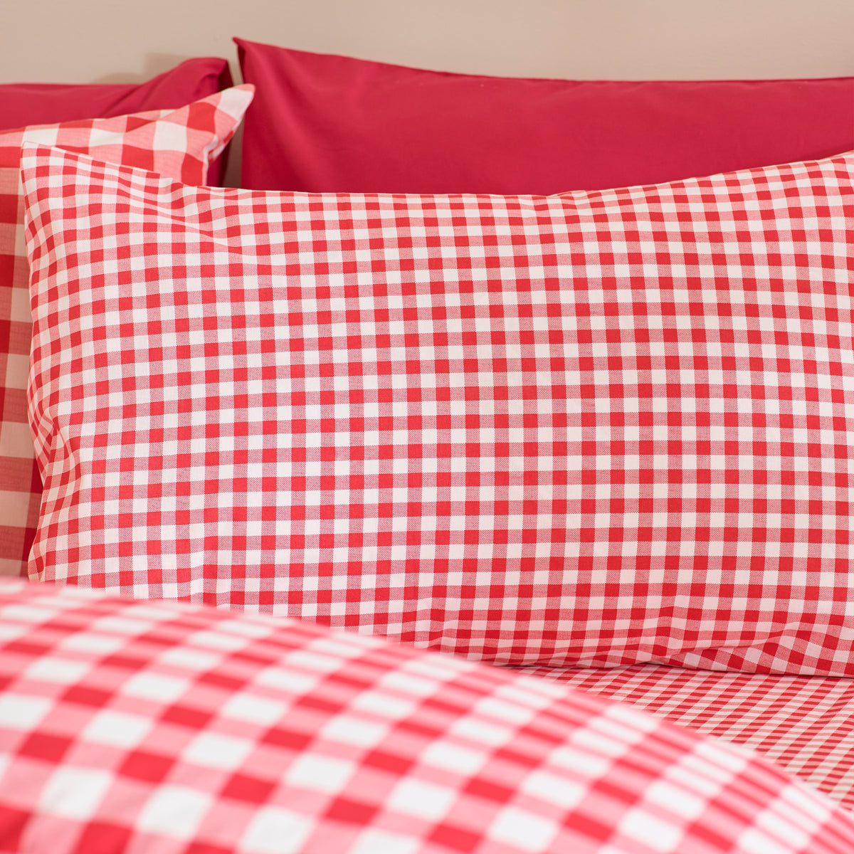 Bamford Gingham Check Red Duvet Set