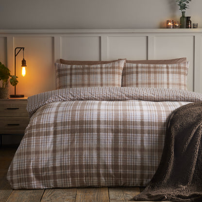 Hamish Check Natural Duvet Set Brushed Cotton