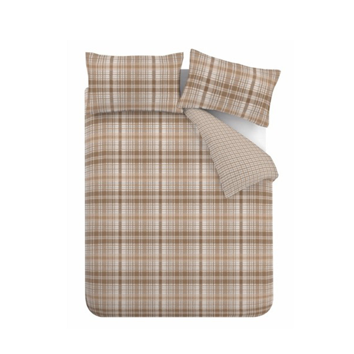 Hamish Check Natural Duvet Set Brushed Cotton