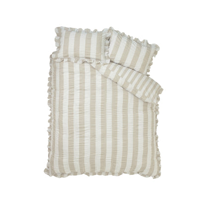 Seersucker Frill Stripe Natural Duvet Set