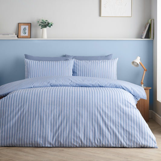 Epping Textured Stripe Blue Duvet Set