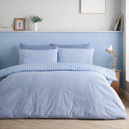 Epping Textured Stripe Blue Duvet Set