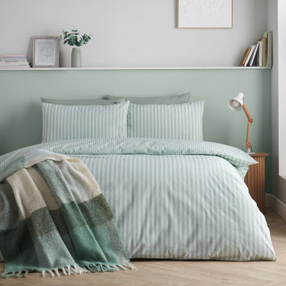 Epping Textured Stripe Green Duvet Set