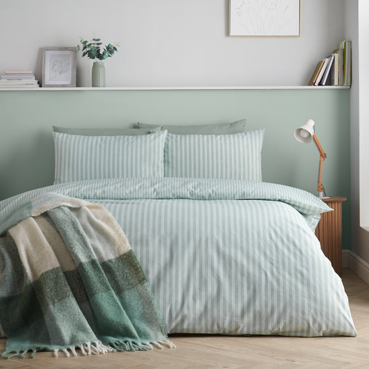 Epping Textured Stripe Green Duvet Set
