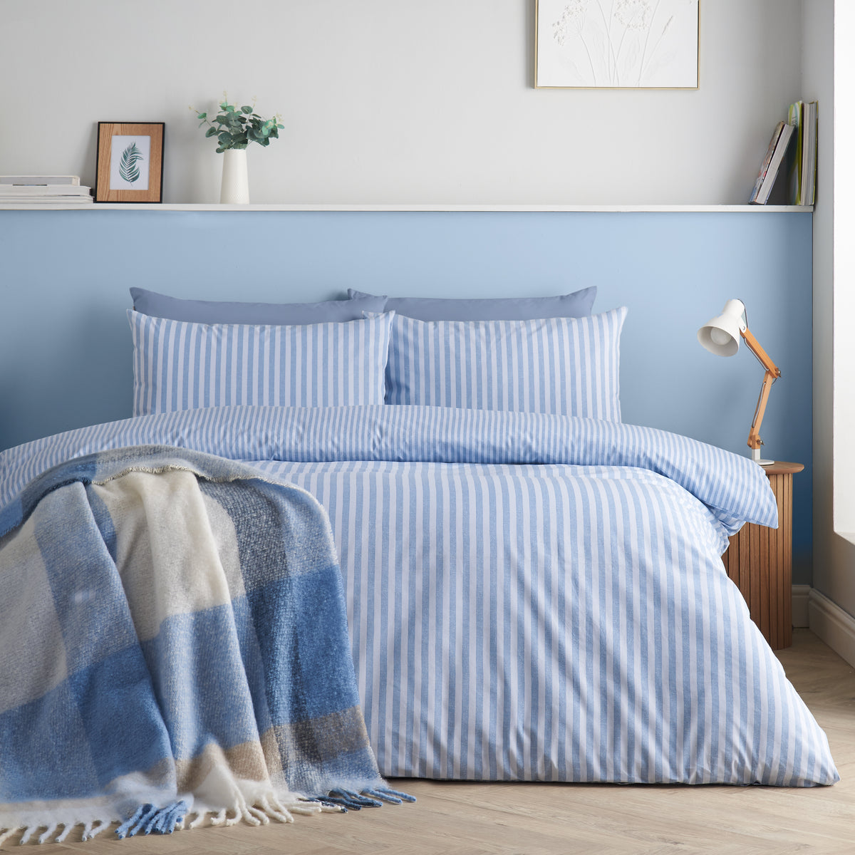 Epping Textured Stripe Blue Duvet Set