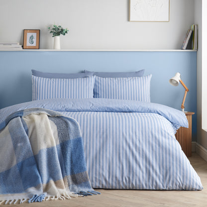 Epping Textured Stripe Blue Duvet Set