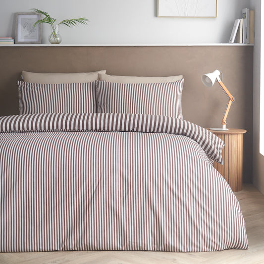 Epping Textured Stripe Chocolate Duvet Set