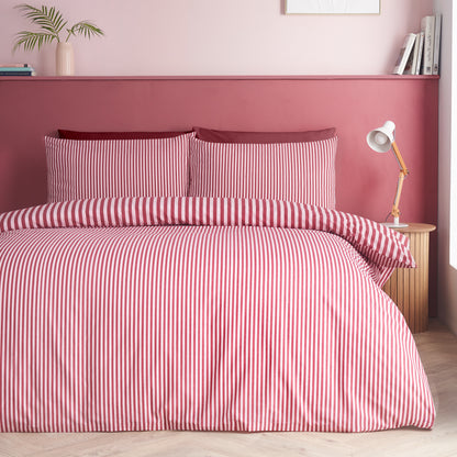 Epping Textured Stripe Burgundy Duvet Set