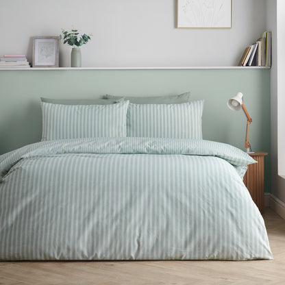 Epping Textured Stripe Green Duvet Set
