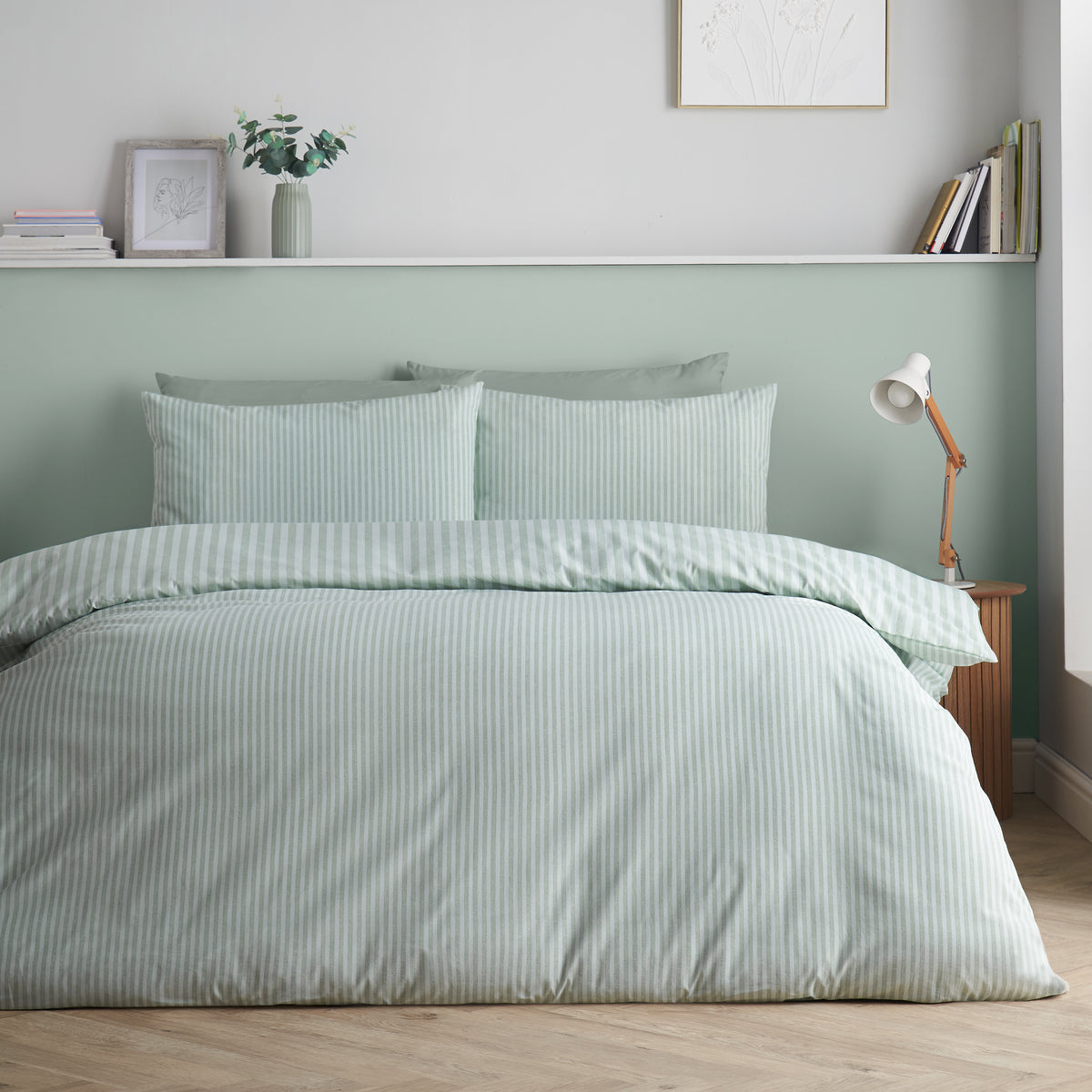Epping Textured Stripe Green Duvet Set