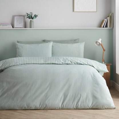 Epping Textured Stripe Green Duvet Set