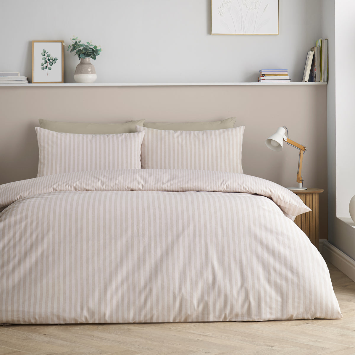 Epping Textured Stripe Natural Duvet Set