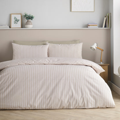 Epping Textured Stripe Natural Duvet Set